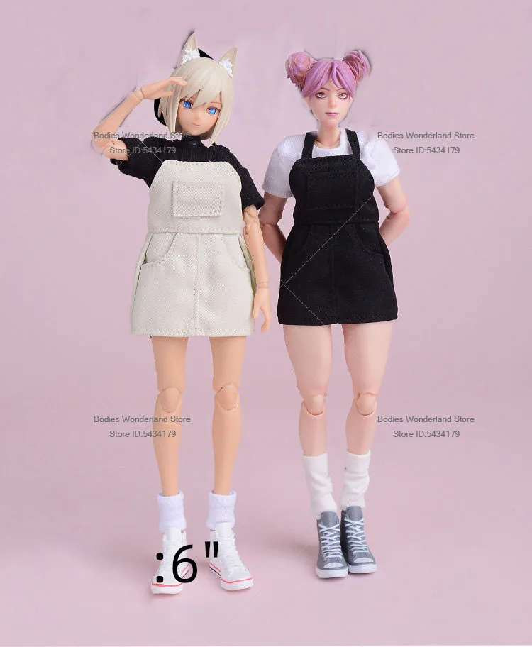 

In Stock 1/12 Scale Mobile Suit Girl Solid Color Casual Camisole Workwear Short Skirt For 6inch romanke Action Figure Doll