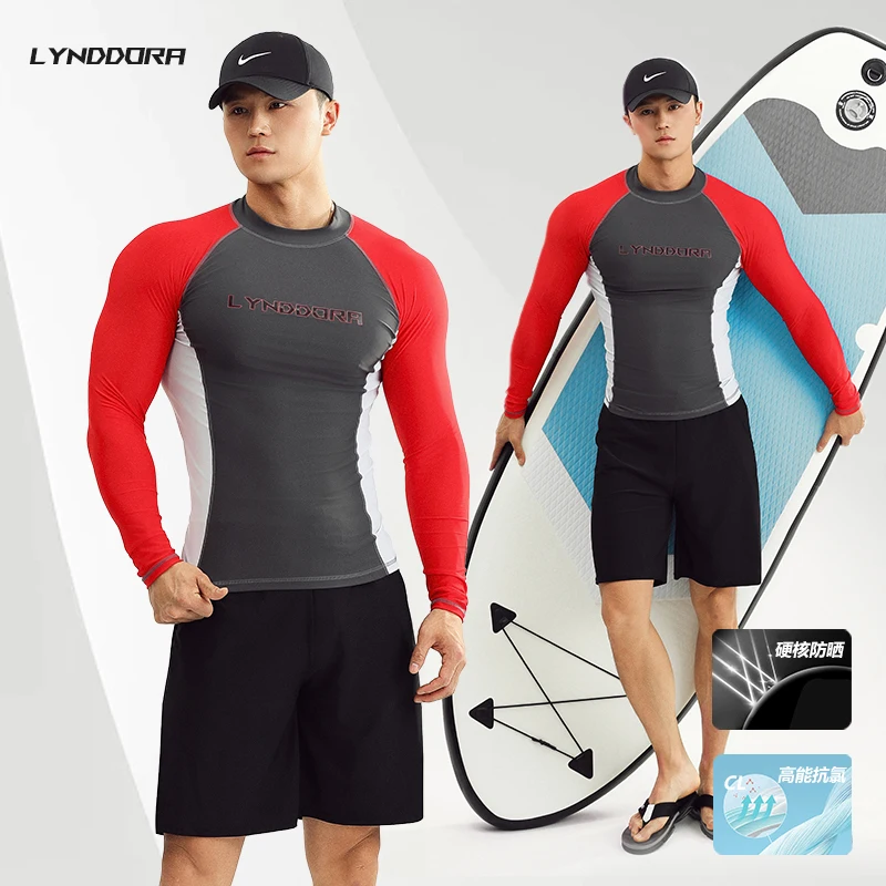 

SAILBEE Men UV Protect Swimwear Long Sleeve Swimsuit Mens Rashguard Surfing Rash Guard Surf Shirt For Swimming Diving suit M0110