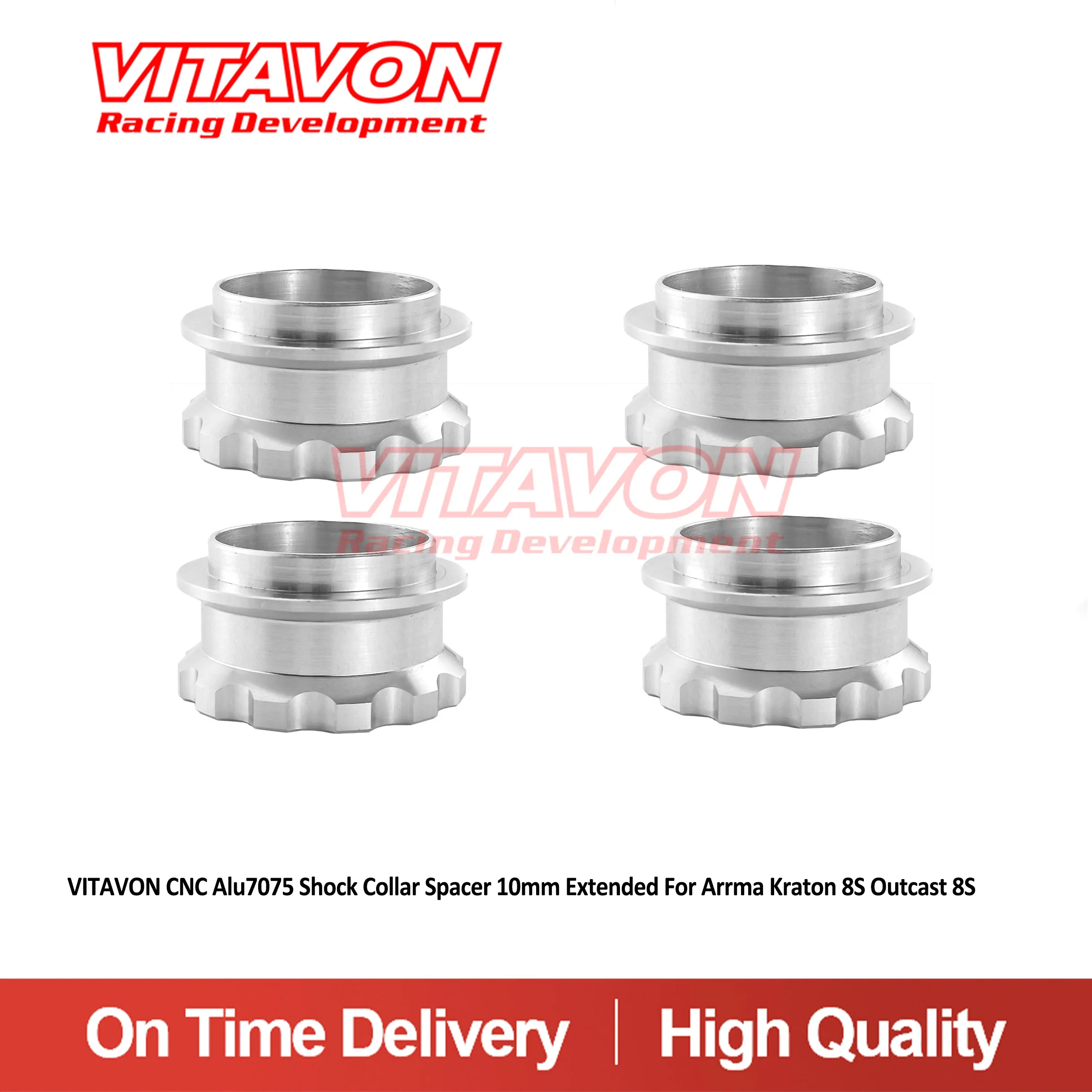 

VITAVON CNC Alu7075 Shock Collar Spacer 10mm Extended For Arrma Kraton 8S Outcast 8s