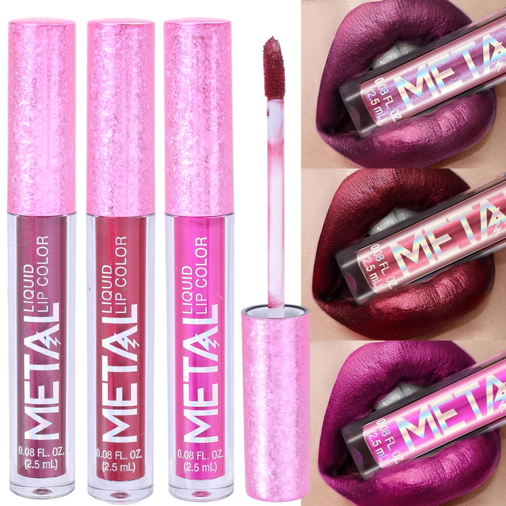 Lápiz labial líquido de Metal mate, 12 colores, resistente al agua, de larga duración, no se decolora, brillo de labios, tinte de labios Nude, manchas, maquillaje cosmético