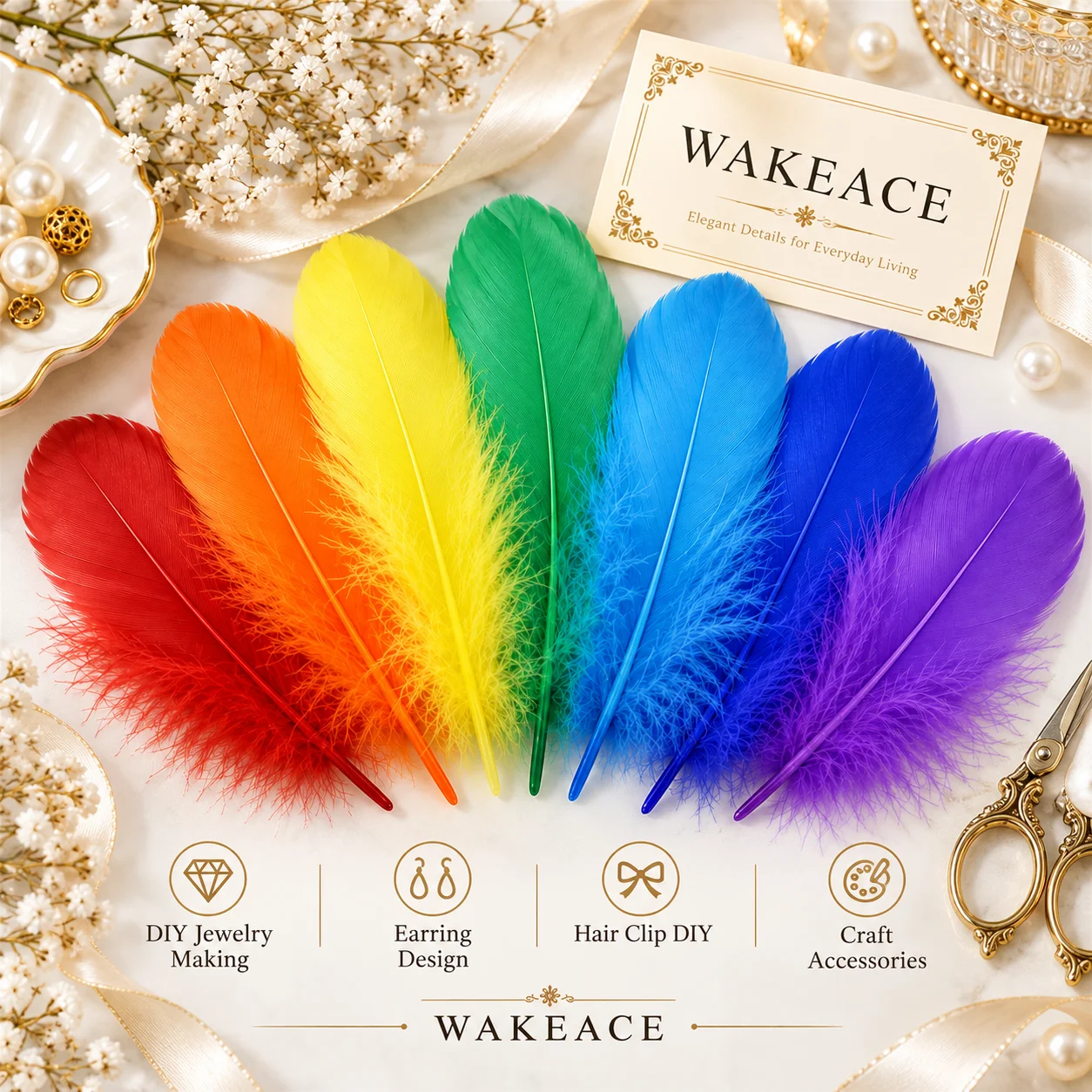 200pcs - Natural Goose Feather Soft Feather DIY Jewelry Making Crafts Wedding Party Decoration Hair Accessories
