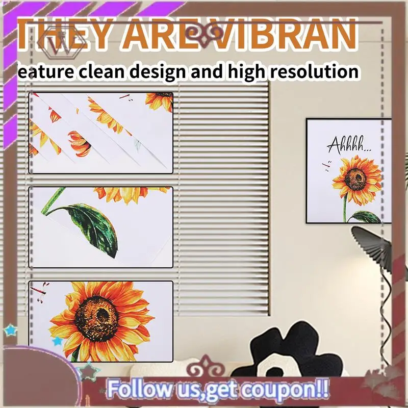 

ABBG-6 Pieces Sunflower Bathroom Decor Relax Soak Unwind Wall Painting Art Women Girls College Living Room Bathroom Nursery