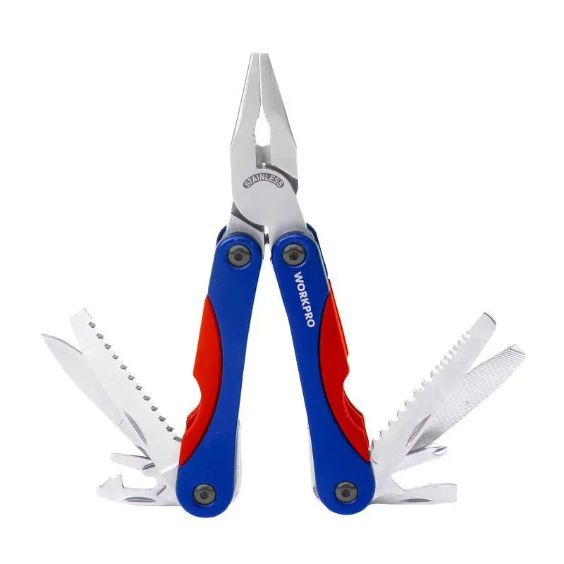 Workpro W014059 14 in 1 Folding Pliers Knife EDC Mini Multi-Tools Pocket Scissor Portable Outdoor Survival Multitools Tool