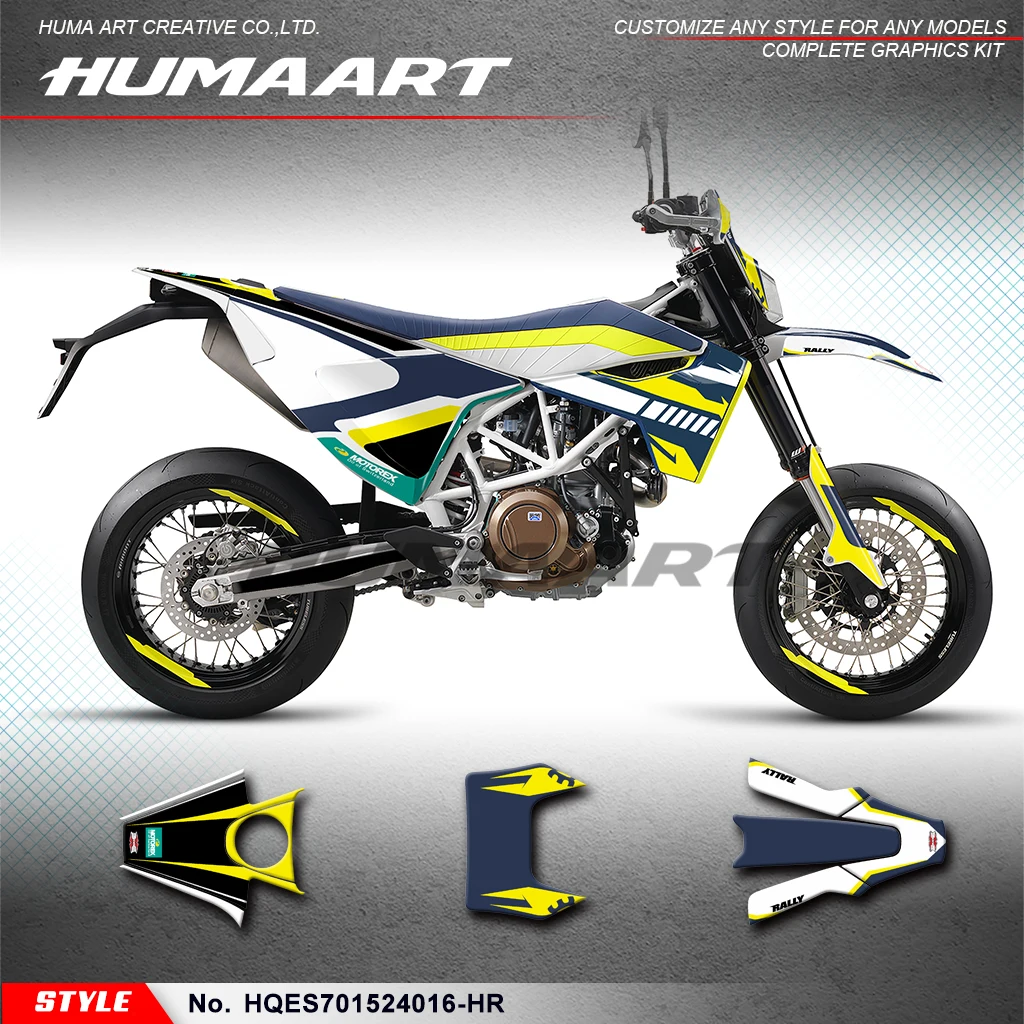 

HUMAART Sticker MX полный виниловый Custom графическая наклейка Kit для Husqvarna Enduro Supermoto 701 2015-2024, HQES701524016-HR