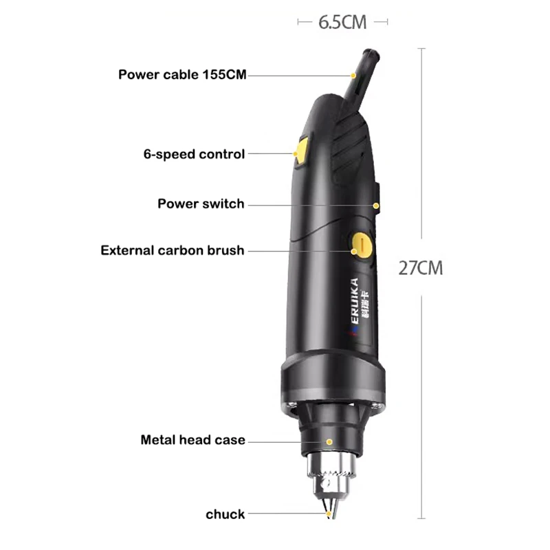 Moedor elétrico com controle de velocidade, ferramenta de corte e polimento elétrico, pequena broca manual para escultura