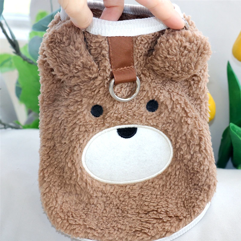 

Cute Bear Pattern Sweatshirt Pet Autumn and Winter Leashable Dog Clothes Teddy Warm Pullover Bichon Frise Two Legs Clothes