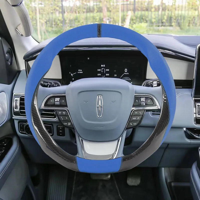 

For Lincoln Navigator Continental Nautilus MKZ MKX MKC MKT MK 38CM Leather Car Steering Wheel Cover Car Interiors Accessories