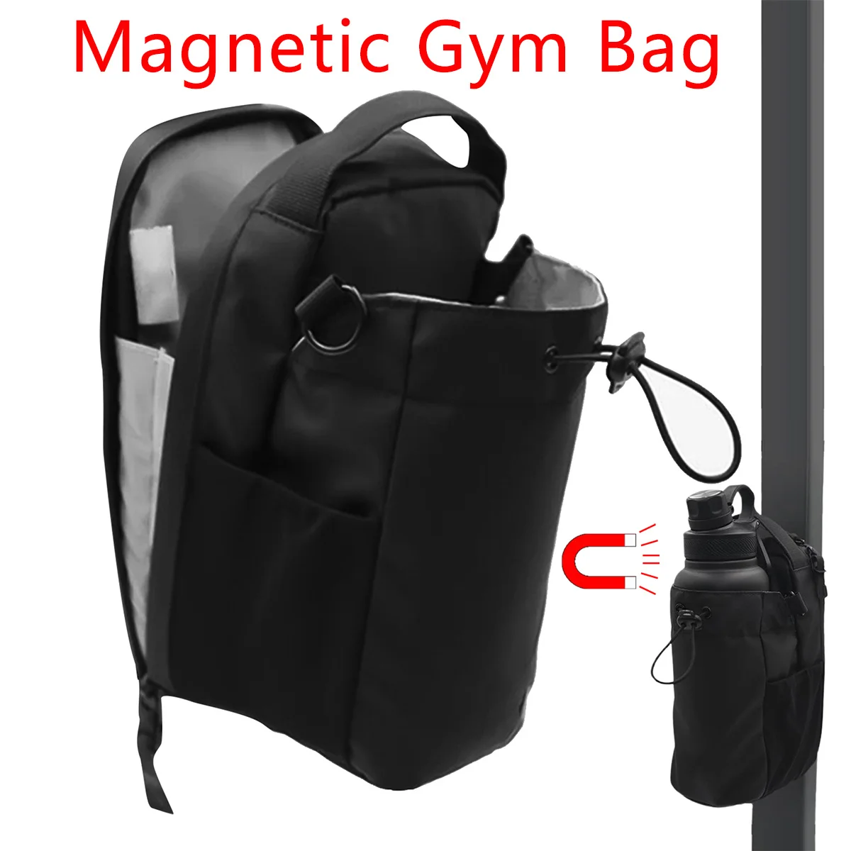 Magnetische Turnbeutel für Wasserflaschen und Handyhalter, wasserdichte Umhängetasche für Outdoor-Sport, Reisen, Fitness-Zubehör