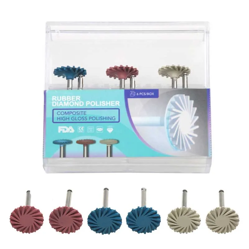 

6pcs/box Dental Composite Resin Wheel Rubber Polisher Dental Materials Coarse Medium Fine