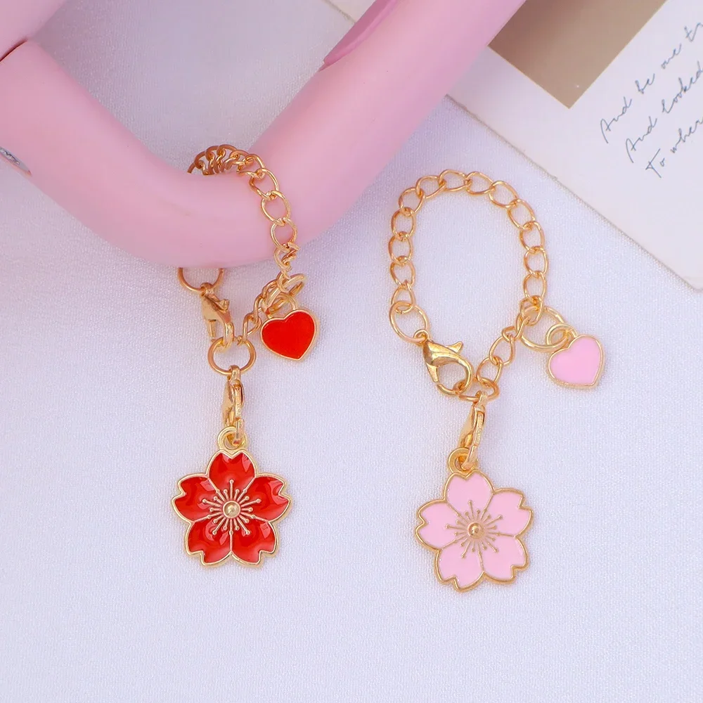 Cute Flower Keychain For Stanley Cup Accessories Colorful Mini Heart Pendant Keyring Women Purse Handbag Decoration DIY Gift