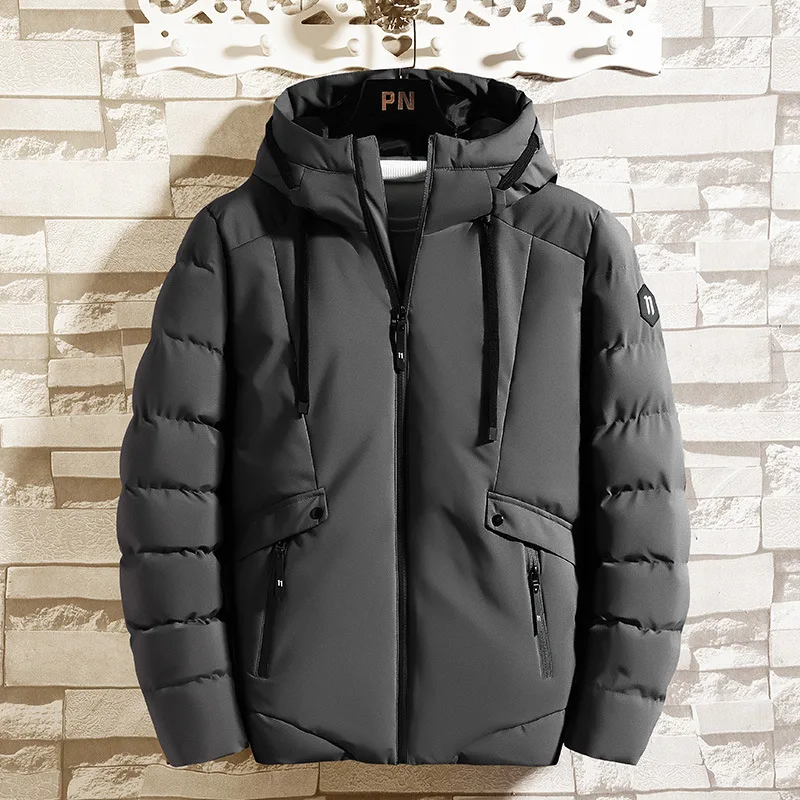 

Men's New Fashion Down Cotton Jacket Korean Style Casual Mens Overcoat Mens Winter Hooded Jacket Cotton Padded Parka Coat
