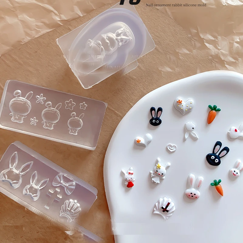 

Rabbit Bunny Silicon Stamping Nail Art Molds 3D Silicone Stamp Polish Resin Cute Charms UV Gel Mold for DIY Nail Art Tool