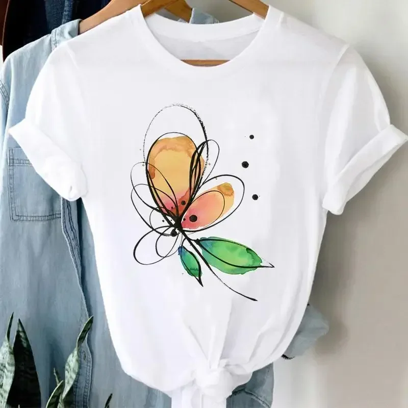 New Women's Short Sleeve T-Shirt Breathable and Refreshing Top High Quality Cotton Round Neck Trendy Fresh and Fashionable