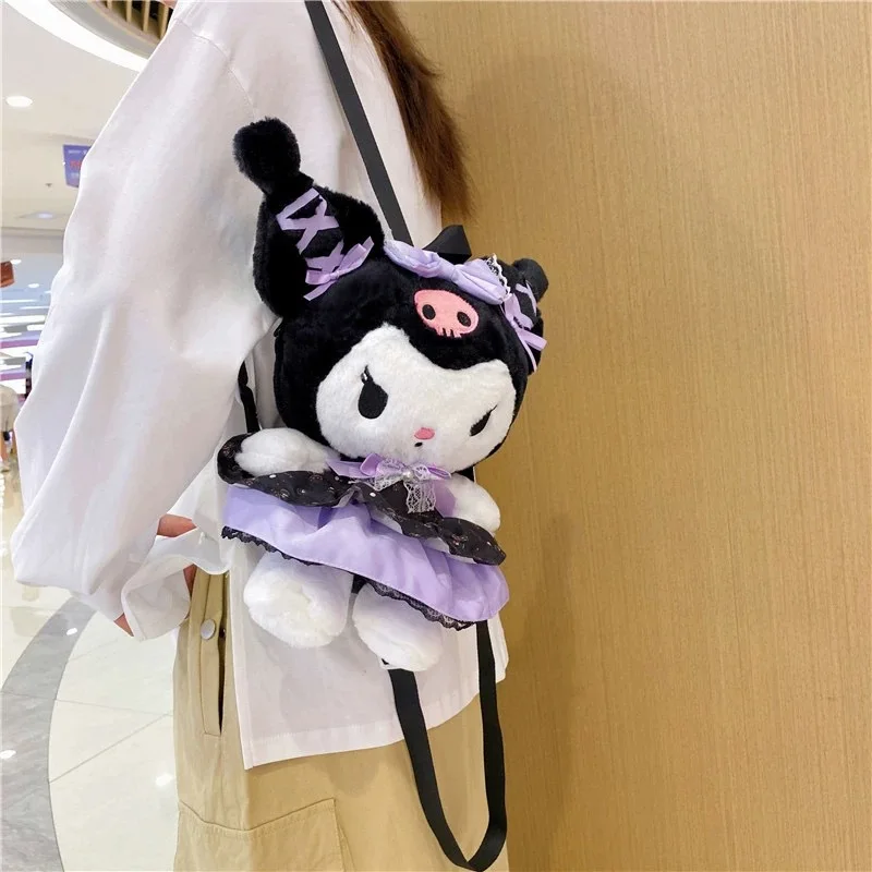 Sanrio Kuromi My Melody Anime Plush Toy Bag Kawaii Girls Stuffed Toys Plushie Girls Backpack Children Outdoor Women Bags Gifts