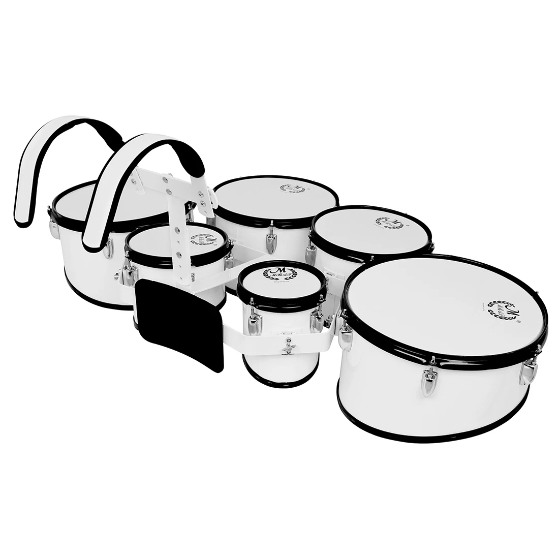6-Piece Marching Drum Set with Carrier–Multi-Drum Sextet Toms with Sticks Keys & Wrenches for Marching Band Playing Practice view 4
