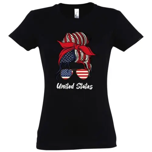 Youth Designz USA Flag Damen T-Shirt Cool Lustig Fun Spruch Logo Amerika