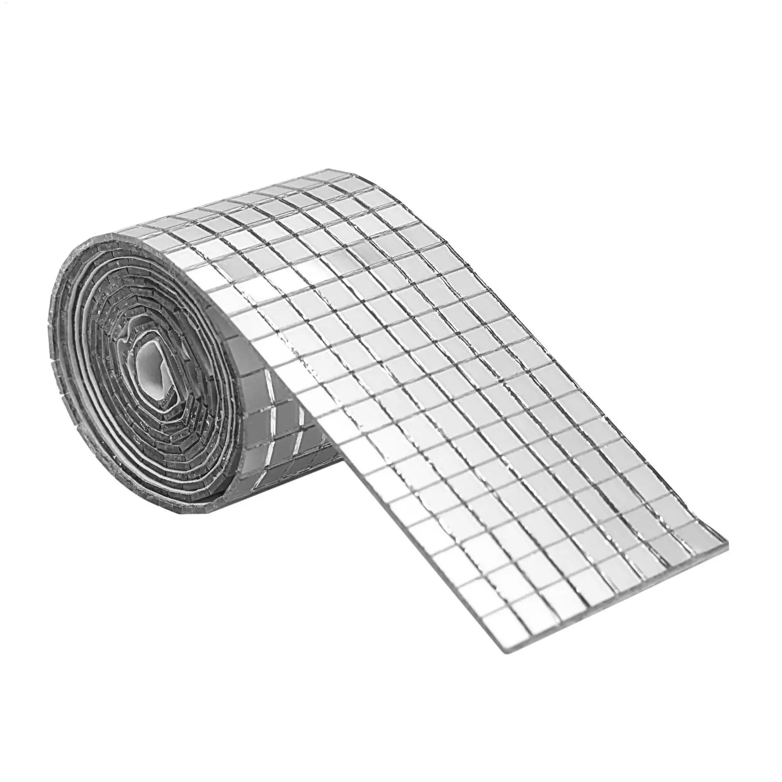 5x5mm Gitter 4x120cm Selbstklebende quadratische Glasmosaikfliesen Silber Spiegelmosaikplatte DIY-Zubehör für Wände Küchen Boden
