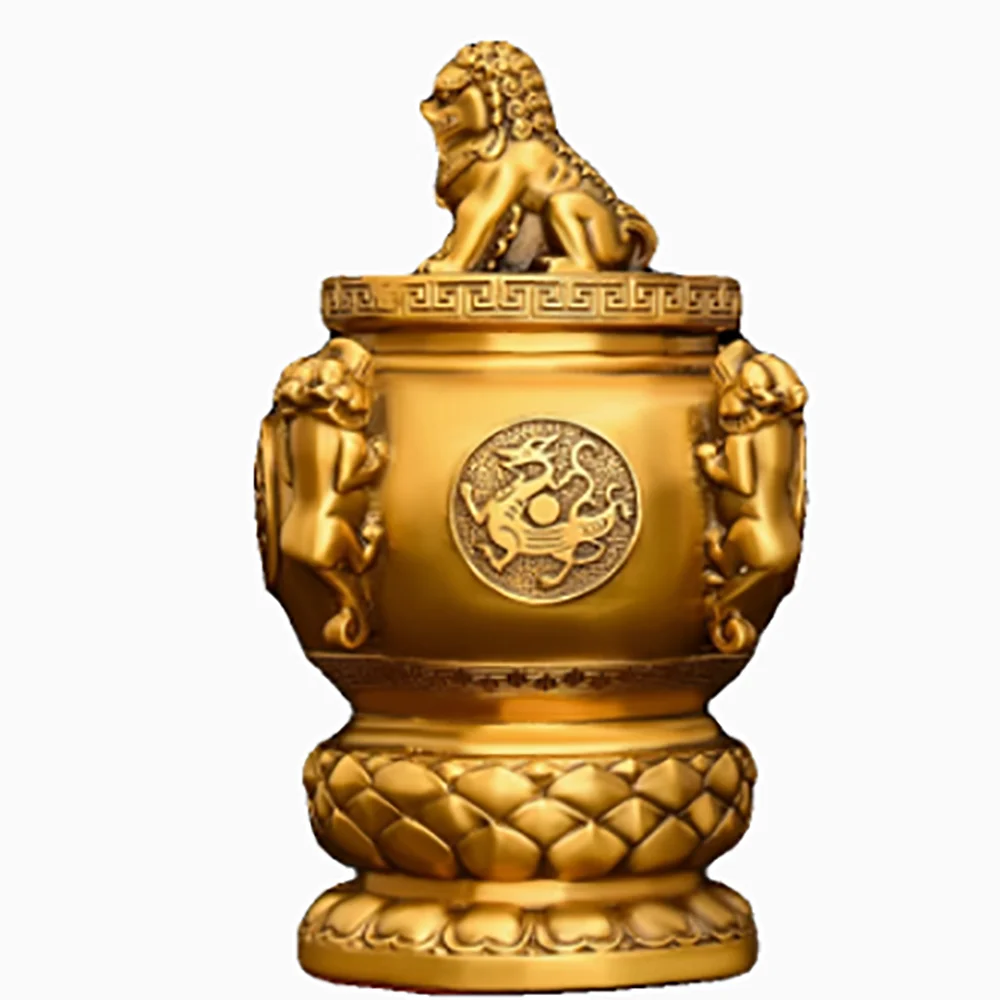 Brass Golden Lion Four Divine Beast Formation Home, Living Room, Study Decoration, Four Pixiu Mascot Decoration