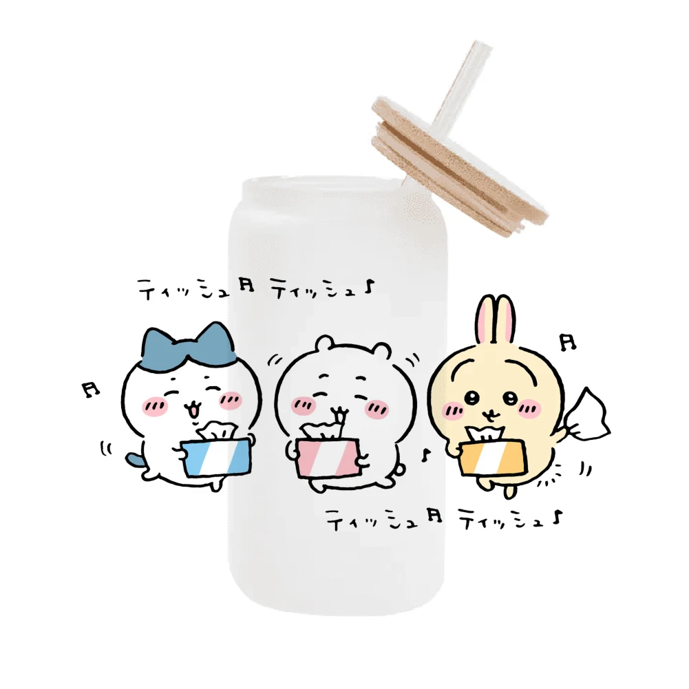 

new Japanese cartoon Cute For Libbey 16oz Can Glass 3D Waterproof UV DTF Coffee Can Wrap Libbey Glass Wrap 11x11cm
