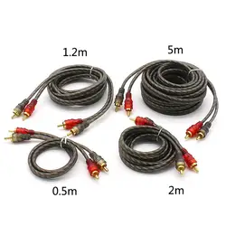 Car Audio Signal Cable 0.5-5M Pure Copper Wire RCA Plug Audio Cord Power Amplifier PVC Cables Line Car Audio System Accessories