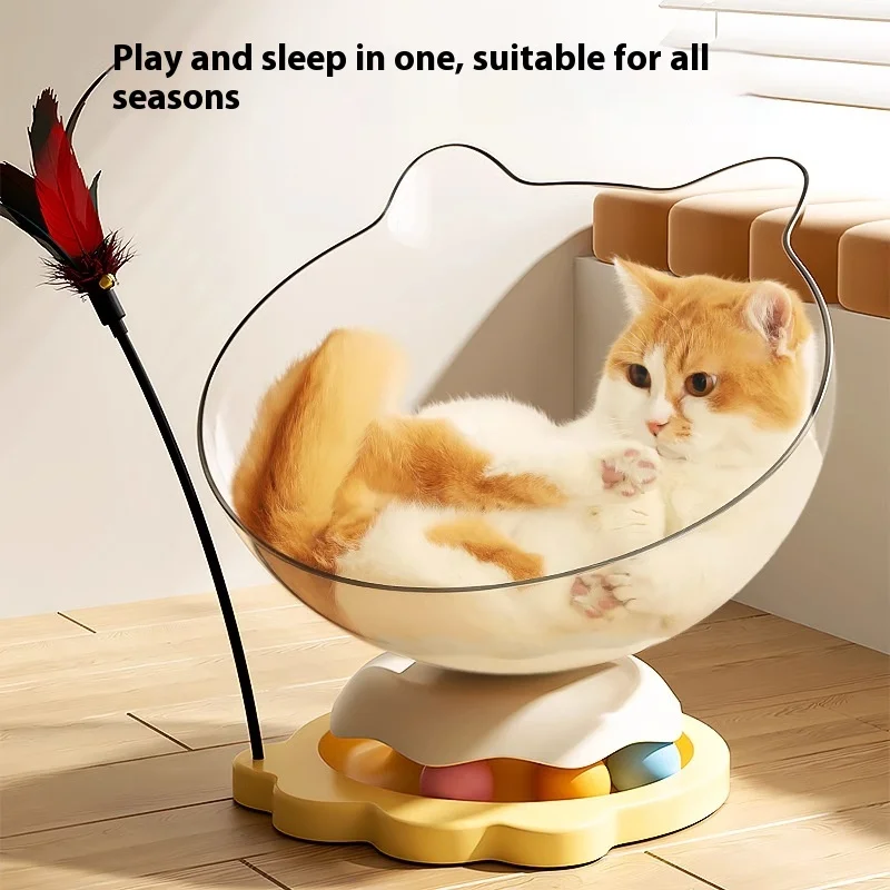 

Interactive Cat Turntable Toy with Ball and Feather for Self Play and Energy Consumption