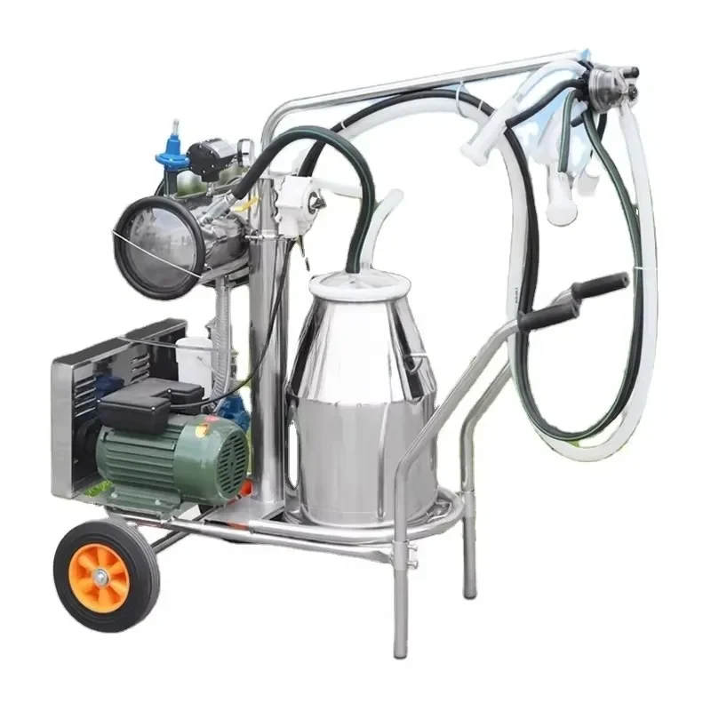 Hot Selling Double Head Vacuum Pulsator Milking Machine Engine Motor Stainless Steel High Productivity for Cattle Sheep Dairy