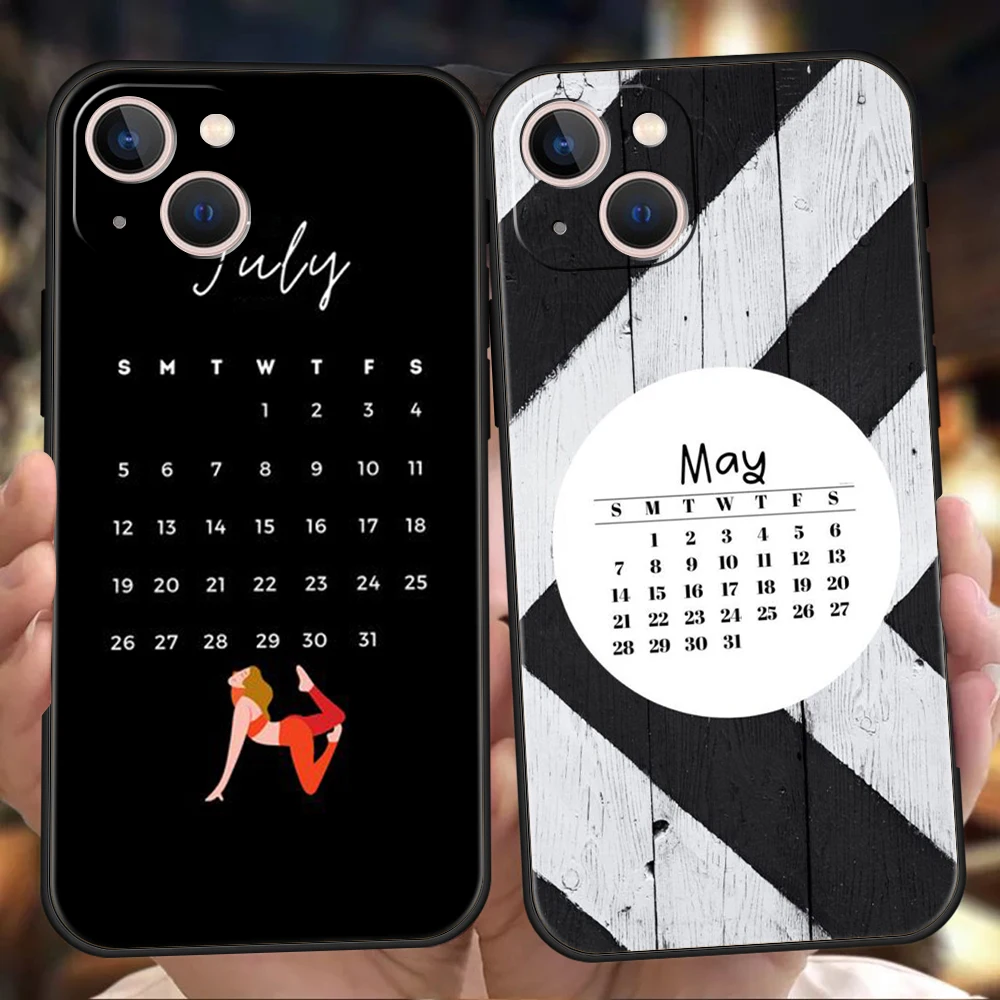 2023 Calendar Phone Case Cover for iPhone 15 14 13 12 Pro Max XR XS X 11 7 8 Plus  13 Mini Silicone Soft Fundas Shell Capas Bags