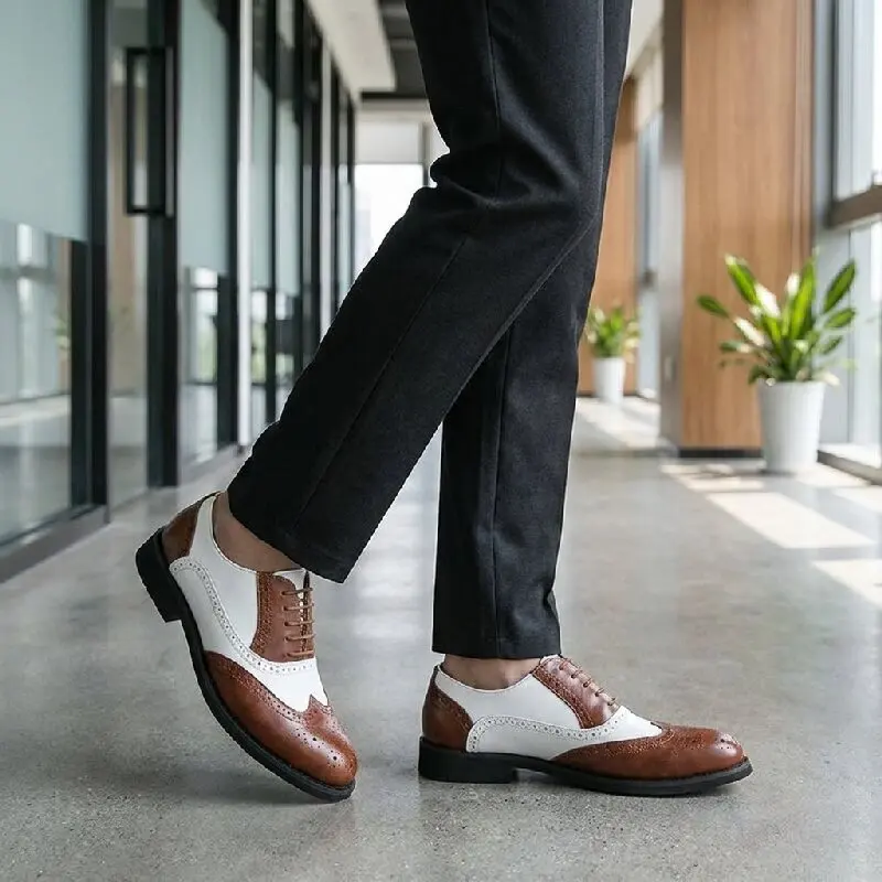 Men Business Brogues Leather Shoes Men Casual Comfortable Breathable Fashionable Formal Shoes Wedding Banquet Shoes Sizes 38-48