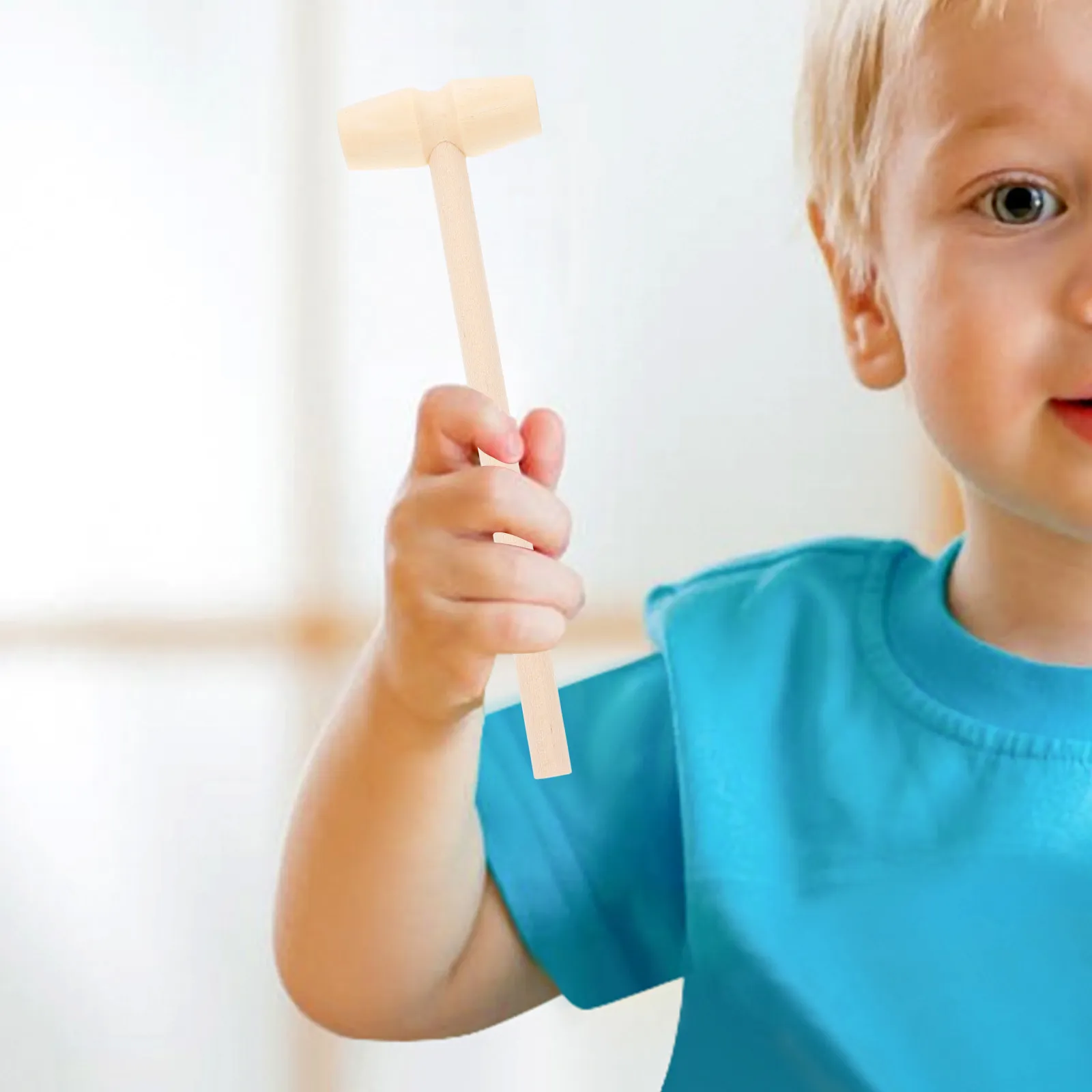 5Pcs Wooden Mini Hammer Mallet Environmental Paint Infant Hand Coordination Pounder Baby Development Baby Beat Toy