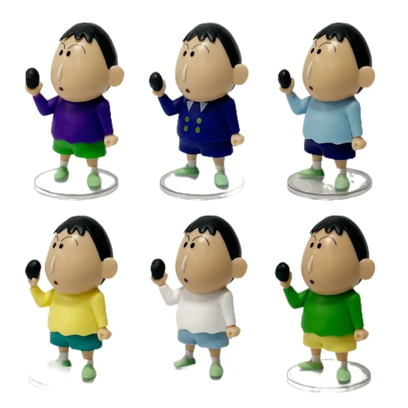 6Pcs/set Crayon Shin chan Figure Car Decoration Center Console Decoration Cartoon Anime Character Action Model Trendy Doll Gift