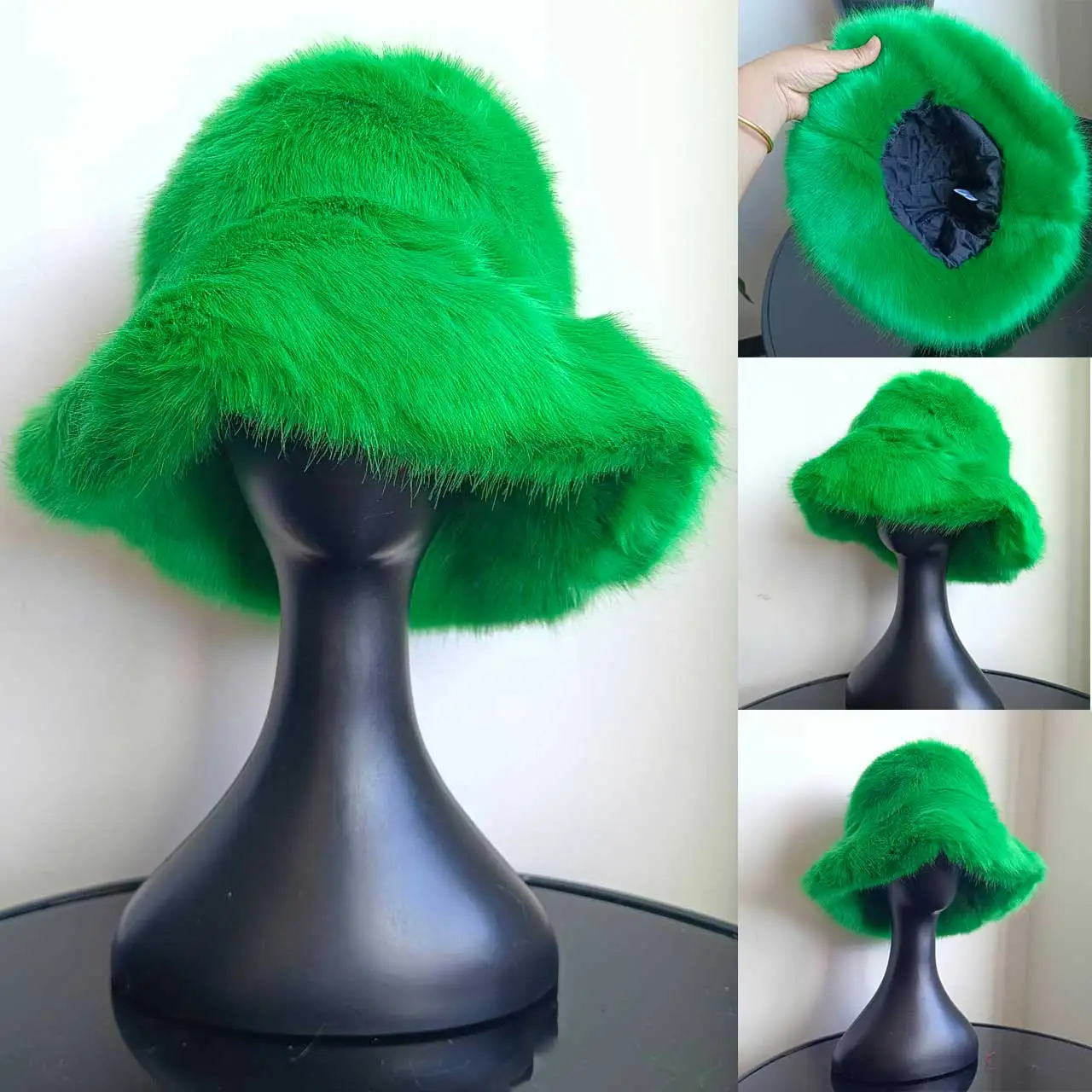 

Fluffy hat imitation fur hat women's autumn and winter plush hat bucket hat travel warm hat bucket hat