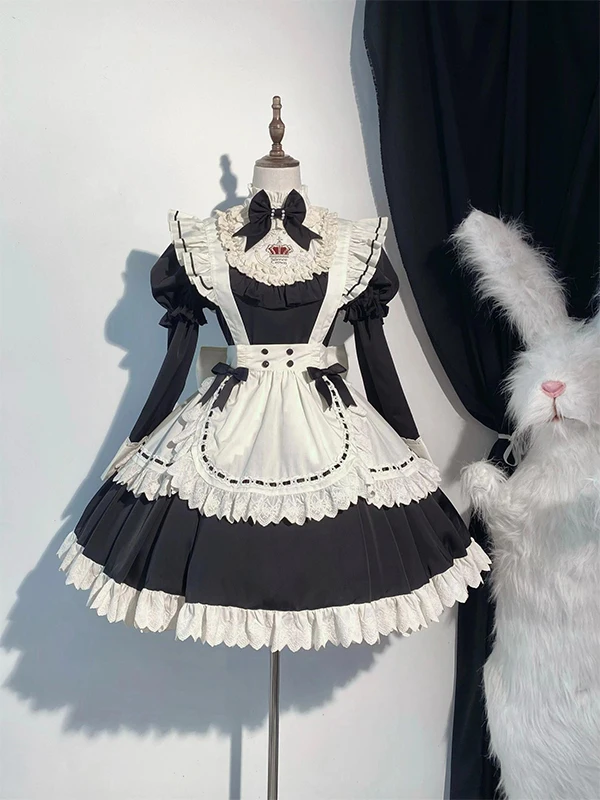 

Cute Maid Uniform Sweet Lolita Dress Sleeved Loiretta Dress Adorable Outfit Cosplay Daily Traditional Chinese Dress