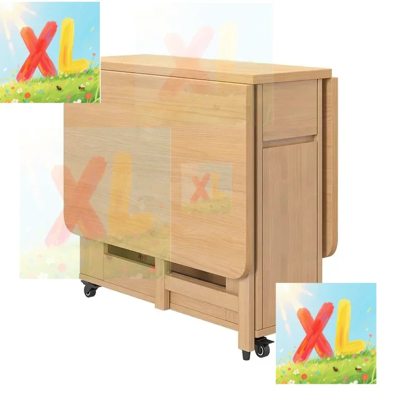 

Solid wood folding dining table Small apartment household dining table and chair set Simple and modern 6-person movable
