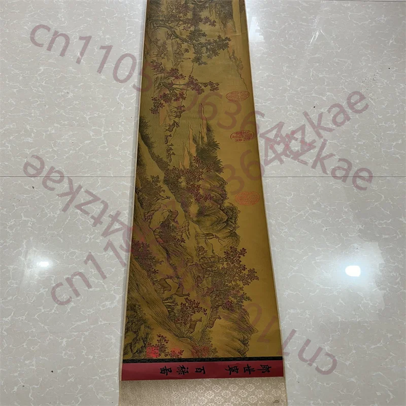 

China Ancient Picture Paper,Landscape painting,Lang Shi ning's Bai LuTu, Long Scroll Painting