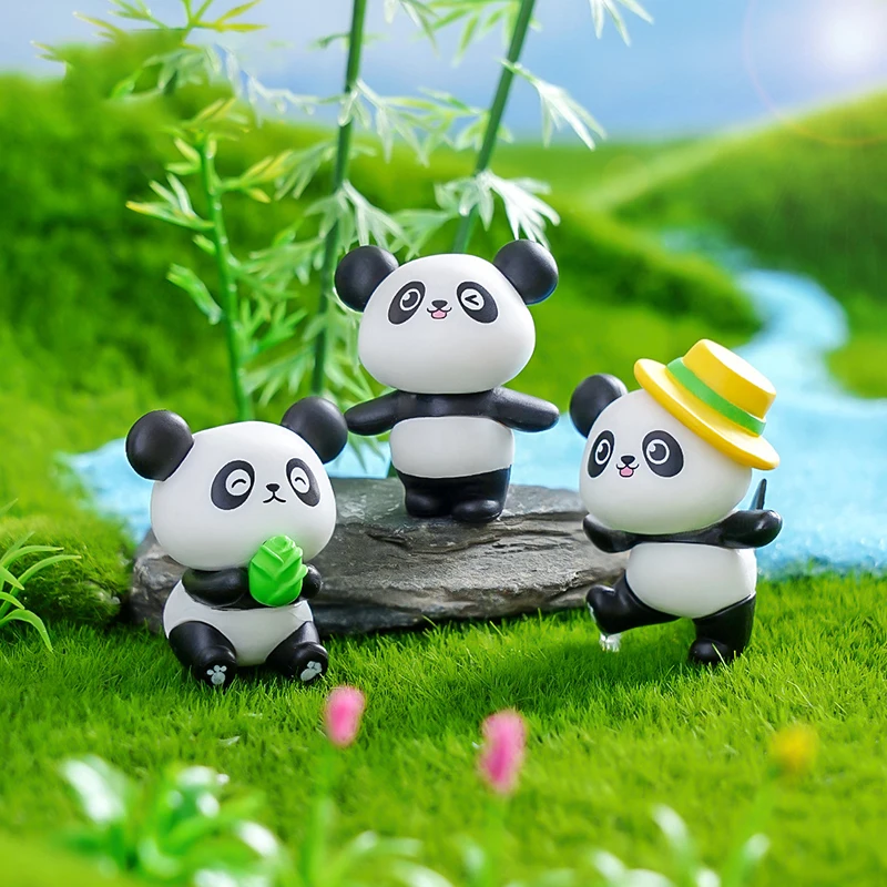 Cute Cartoon Mini Panda Doll Miniature Figurine Micro Landscape Ornaments Creative DIY Home Decoration Accessories Gifts