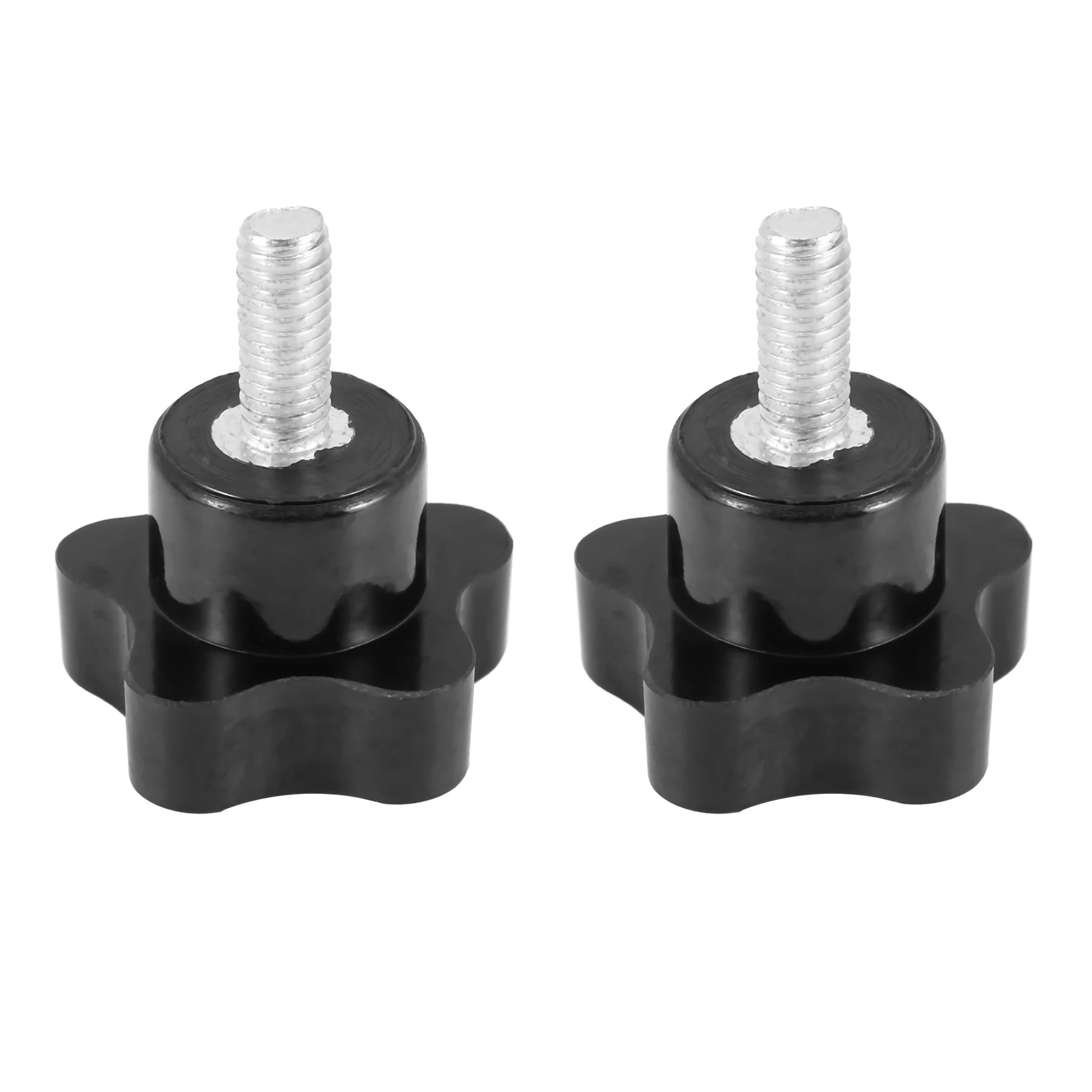 M6 x 15mm Male Thread Screw Star Head Locking Screw Handle Black 2 Pcs