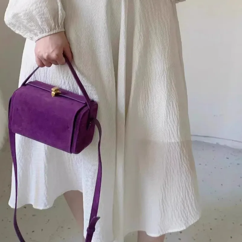 Trendy High Quality Textured Faux Suede Box Shoulder Bag French Style Chic Latch Handbag Ladies Shoulder Bag Women Y2K Aesthetic view 5