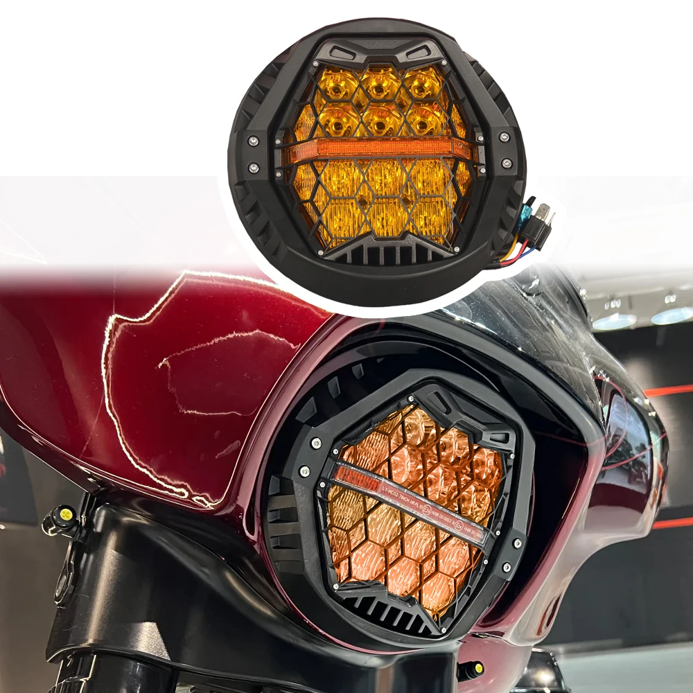 

7 Inch Performance LED Headlight DRL E24 For Harley Touring Street Glide 2014-2023 Motorcycle Headlamp Amber DRL Hi/Low Beam