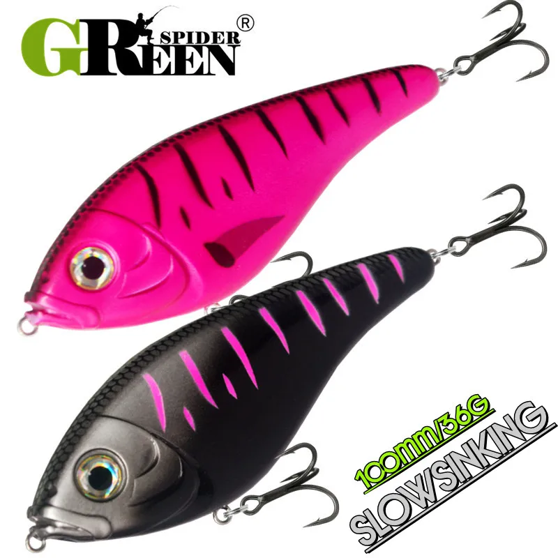 GREENSPIDER Jerkbaits Langsam sinkende Slider-Köder, 100 mm, 36 g, lauter Klang, Wobbler, Westin-Köder, Jerkbait, Angeln für Hecht, Zander