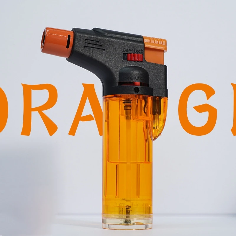 Portable Transparent Oil Tank High-capacity Butane Gas Windproof Jet Flame Torch Lighters Outdoor Camping BBQ Cigar Lighter