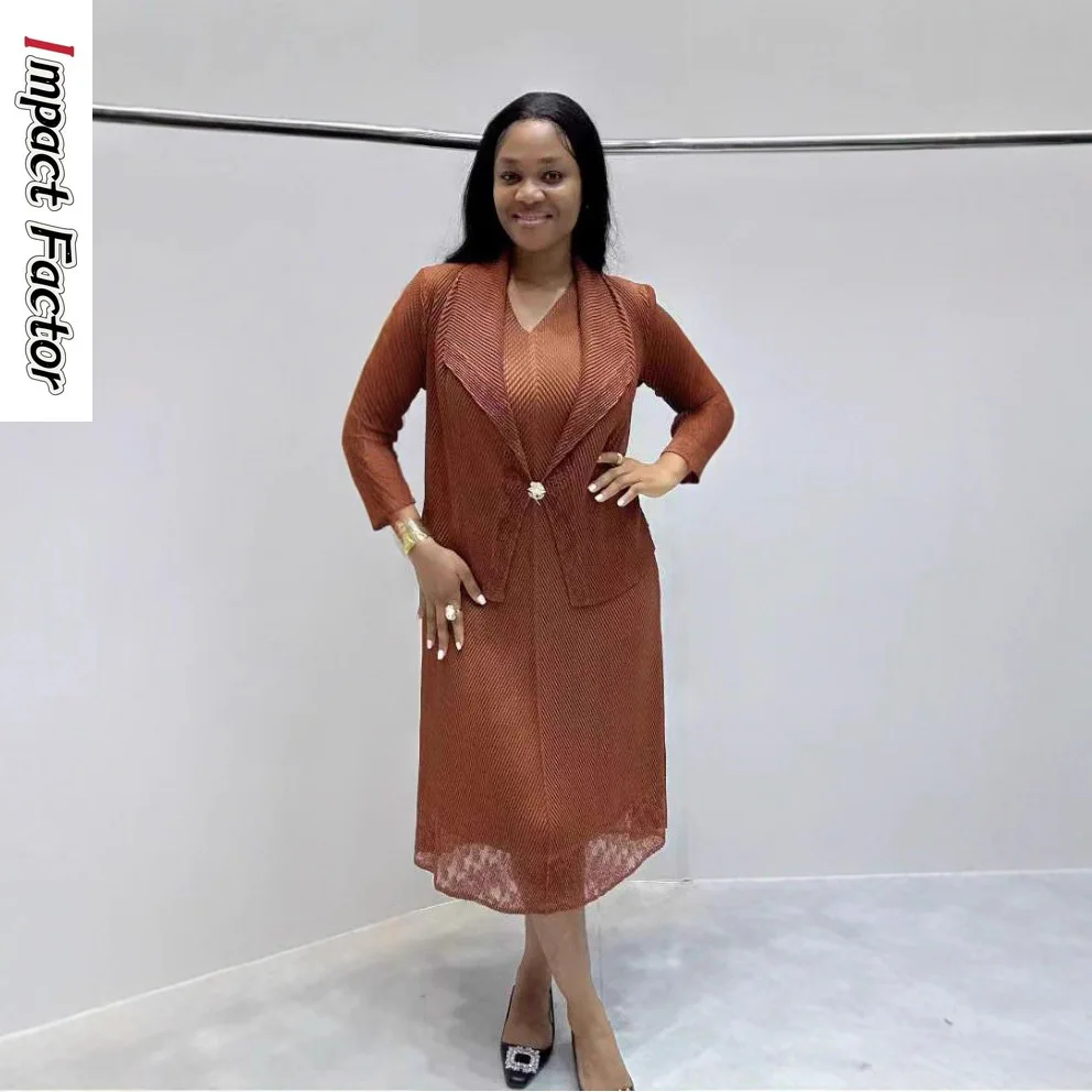 

Miyake Pleated Lace Splicing Vest Skirt Loose Suit Fashion Casual Jacket Temperament Elegant Women's Clothing Two-piece Set