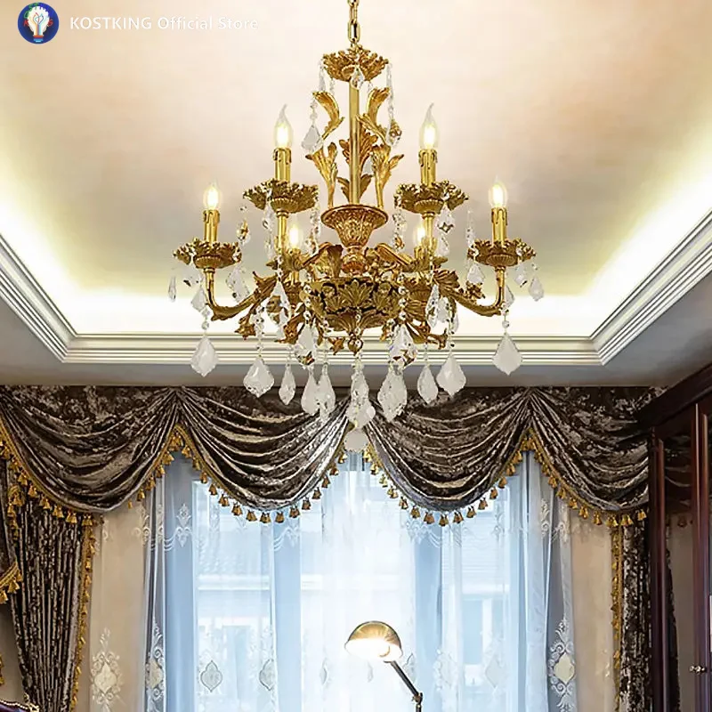 Luxury Antique Royal Classic Chandelier Quality Nice Home Lighting Hanging Lamp Italy Elegant Golden Brass Leafs Pendant Light