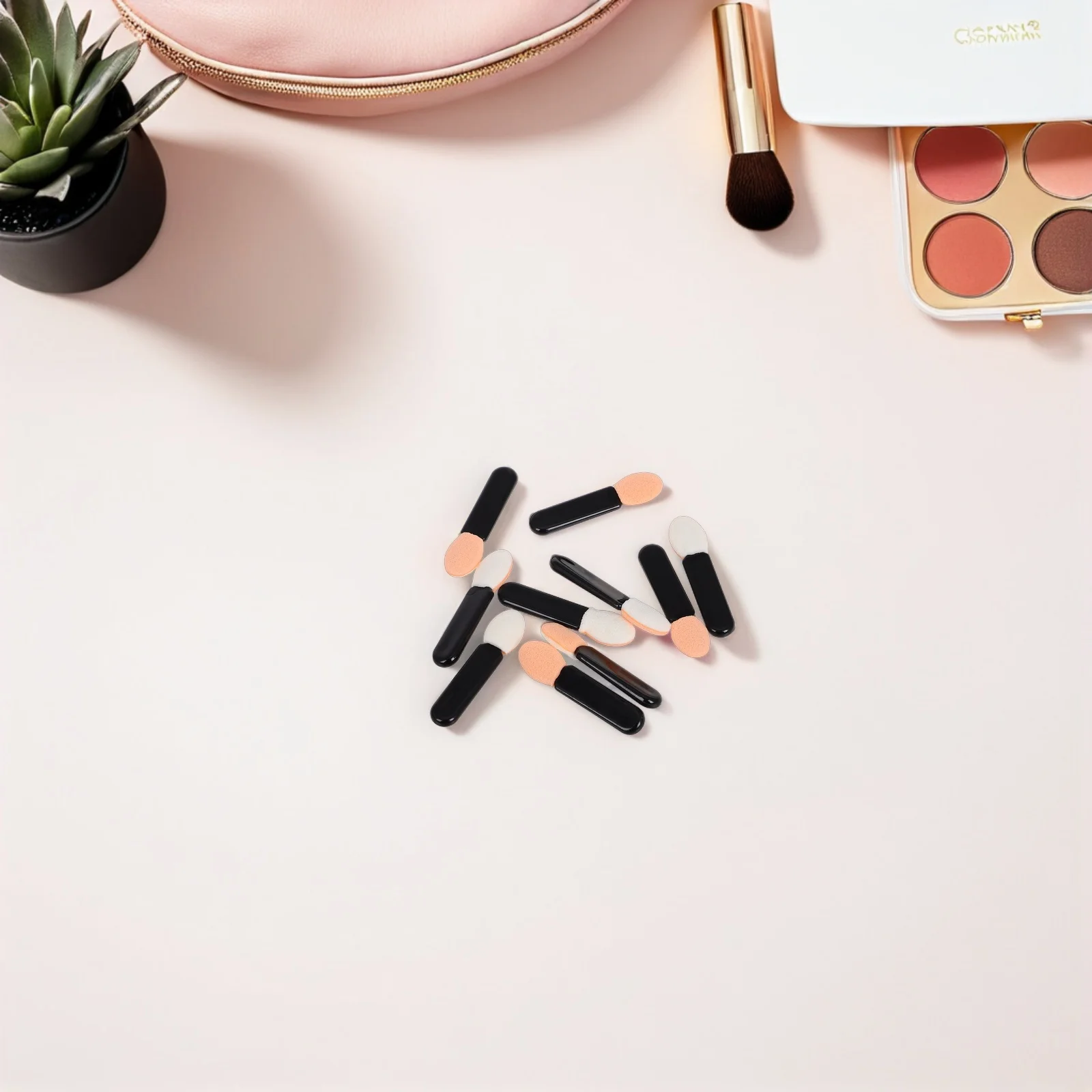 100 Stück Mini-Lidschatten-Applikatorpinsel, schwarz, einseitig, weiche Make-up-Werkzeuge für präzises Augenlid-Mischen, Lipliner, Mehrzweck