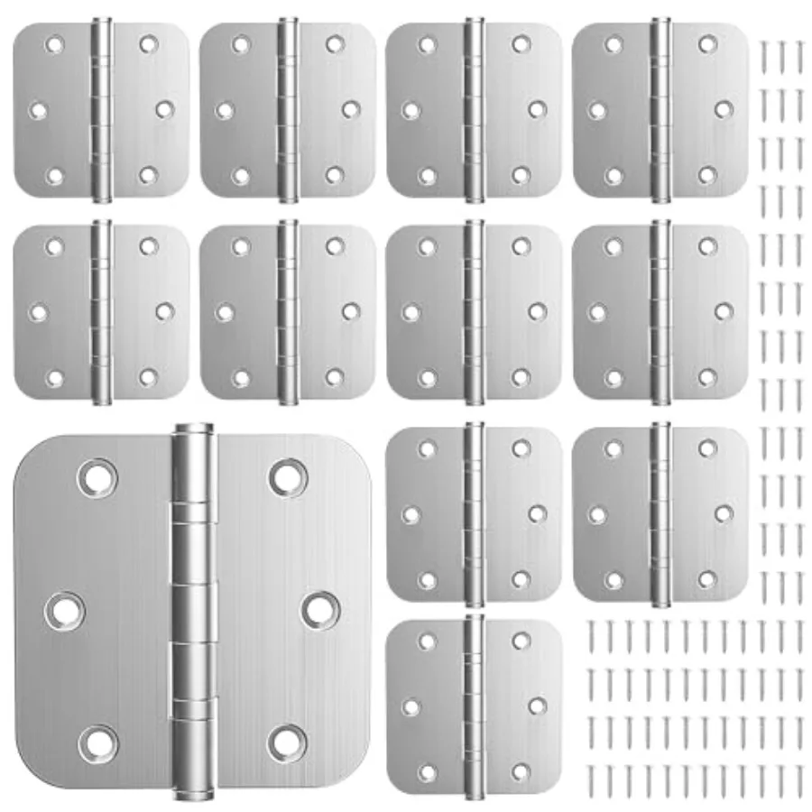 

Ball Bearing Door Hinges, 3.5 Inch Heavy Duty Stainless Steel Door Hinges, 5/8" Radius Corner Hinges, Smooth and Quiet, Non Rem