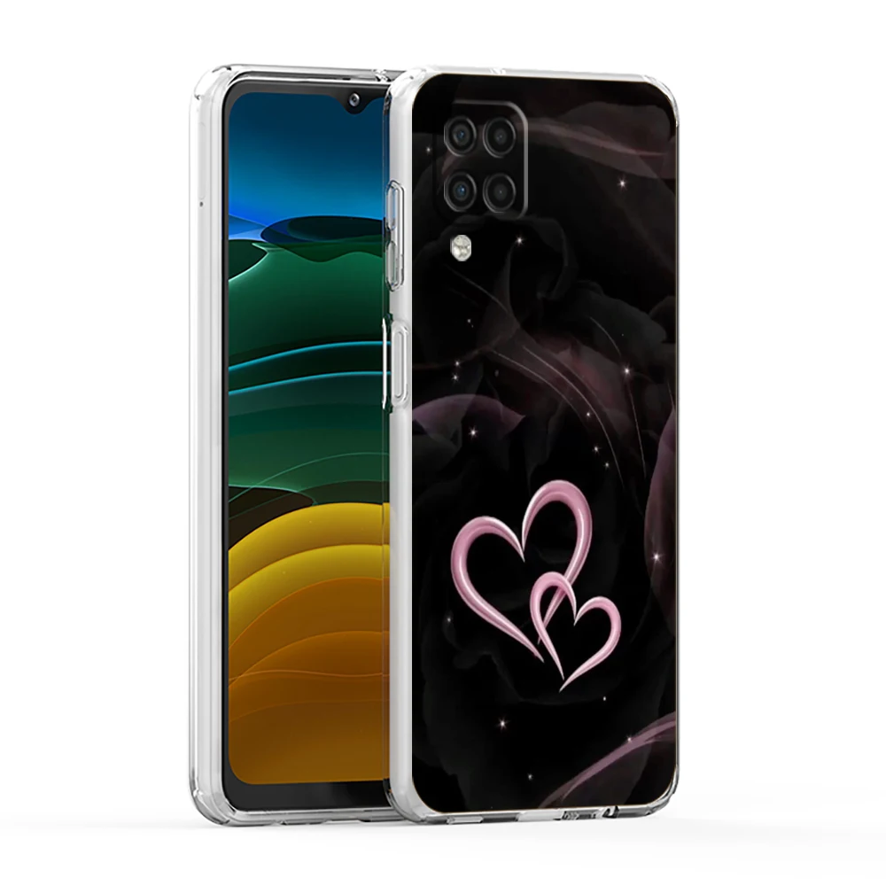 Black Rose Double Soft Cover for Samsung Galaxy A13 A15 A17 A22 A23 A25 A31 A32 A33 A35 A41 A05 A07 5G Transparent Phone Case