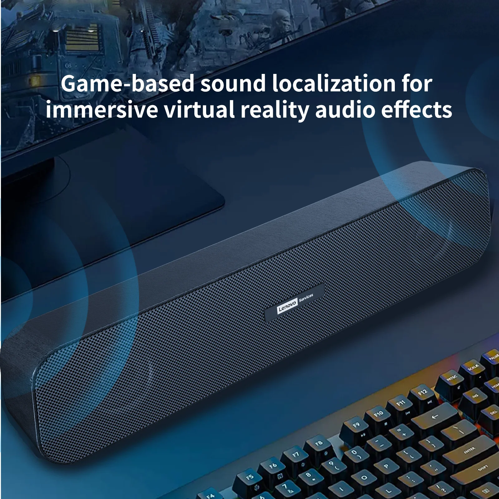 Lenovo USB Stereo Desktop Speakers Deep Bass Music Player Portable 3D Surround Loudspeaker Audio Player for Pc Laptop Desktop