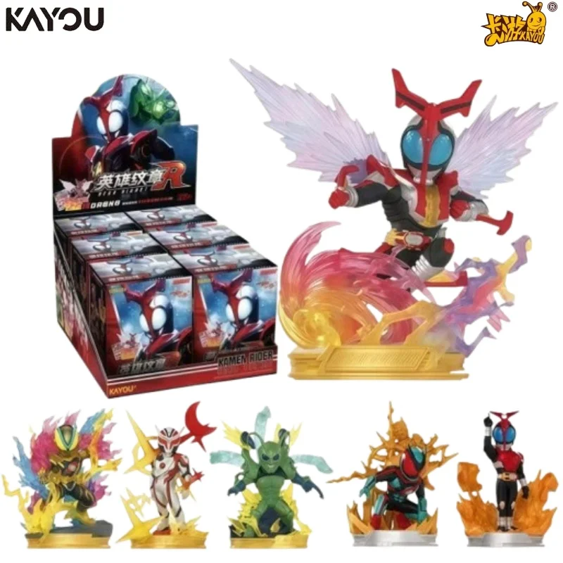 KAYOU Kamen Rider Blind Box Series 2 Hero Emblem R Stamp Figurine Mini Scene Model Ornament Surprise Collectible Toy for Kids