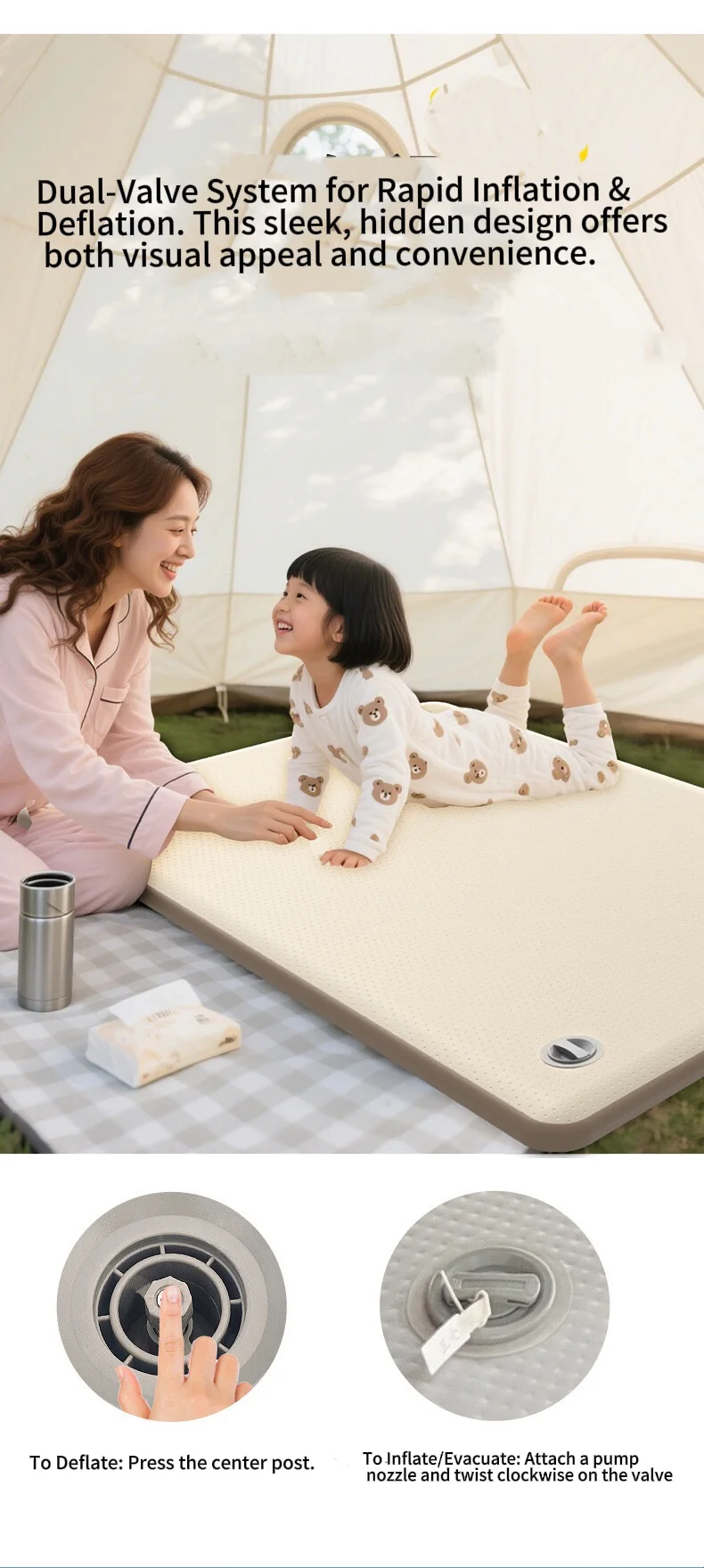 مرتبة STLF WJW واحدة للتخييم في الهواء الطلق قابلة للنفخ صديقة للبيئة من مادة PVC مقاومة للرطوبة وقابلة للطي للمحمولة #6