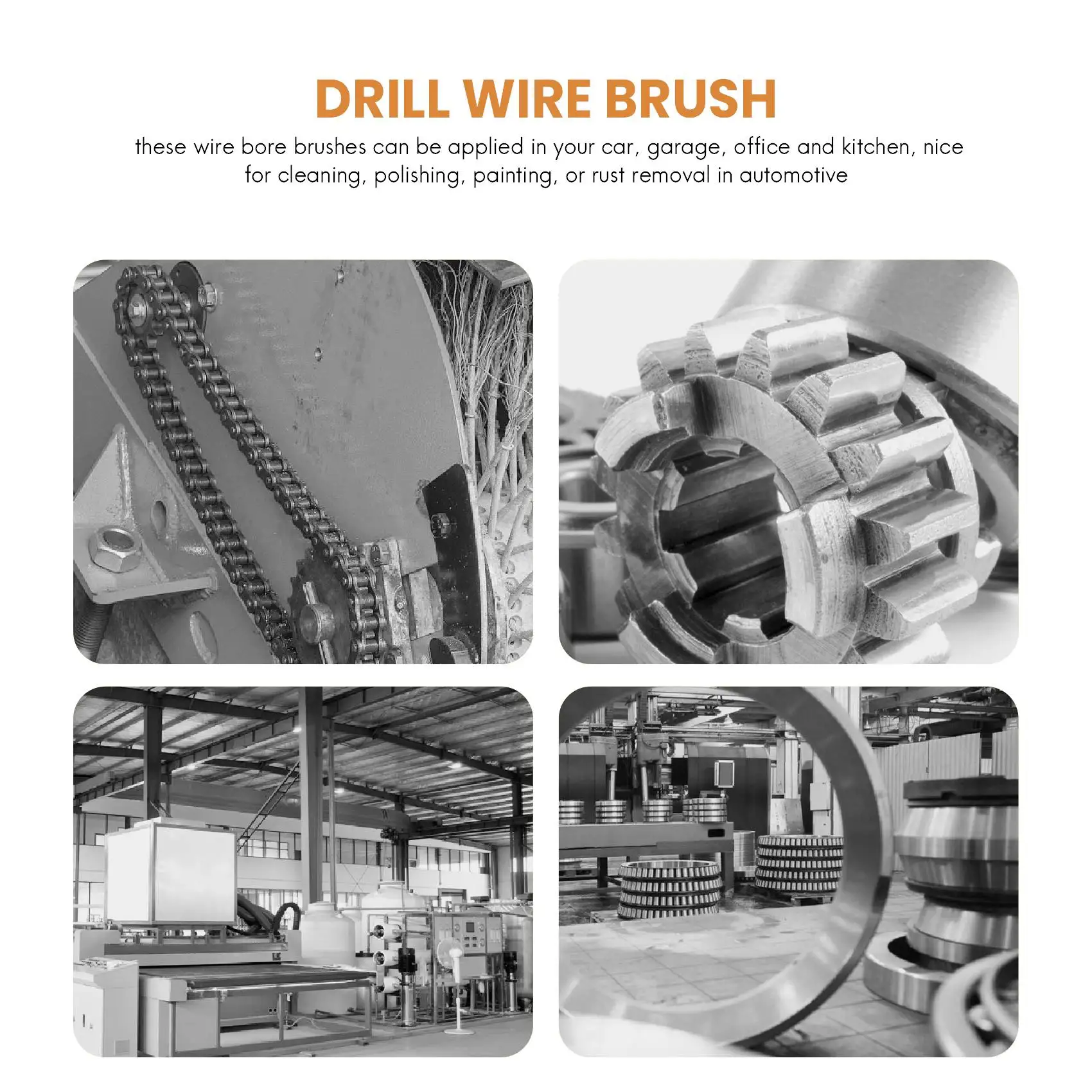 ABGH-8Pcs Wire Brush Drill Bit Set With 1/4 Inch Hexagon Shank Steel Wire Twisting Brush,Suitable For Drilling Percussion