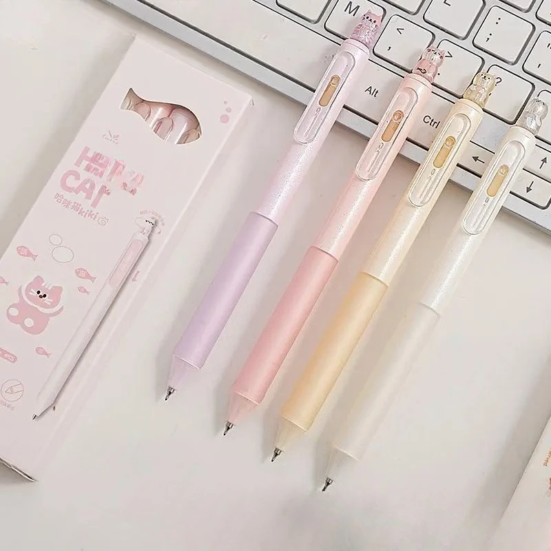 

4 шт./компл., выдвижные гелевые ручки с черными чернилами, шариковая ручка 0,5 мм, плавное письмо, для ведения журналов и заметок